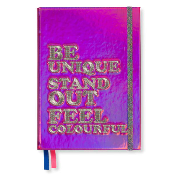 Notebook quote  "Be unique stand out feel colourful"