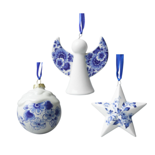 Drei Delfter blaue Weihnachtskugeln Drei Delfter blaue Weihnachtskugeln