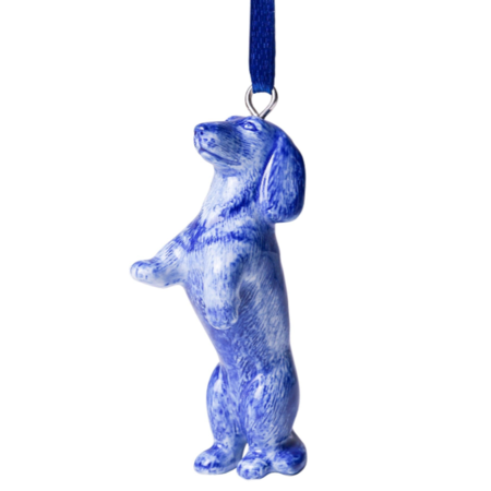Christmas ball 'Delft blue' Dachshund Rooster