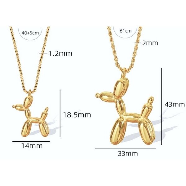 Collier avec pendentif en forme de chien ballon mignon