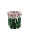 Vaas met rose tulpen