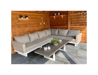 Linea hoek loungeset 6 personen | aluminium + wicker | Misty Grey | 3-delig - 298x230cm