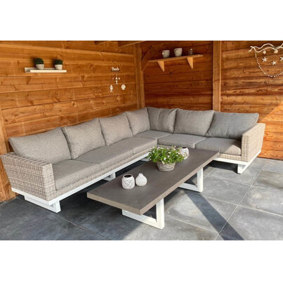 Linea hoek loungeset 6 personen | aluminium + wicker | Misty Grey | 3-delig - 298x230cm