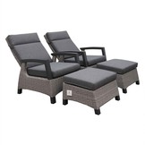 Prato brick loungestoel tuin verstelbaar | wicker + aluminium | antraciet