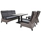 Lesli Living Prato Brick stoel-bank loungeset - verstelbaar 5 personen | aluminium + wicker | grijs | 4-delig
