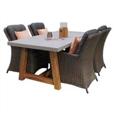 Veltis/Madrid Ash Grey dining tuinset | 4 personen | betonlook + wicker | 200cm