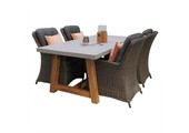 Veltis/Madrid Ash Grey dining tuinset | 4 personen | betonlook + wicker | 200cm