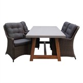Veltis/Madrid Ash Grey dining tuinset | 4 personen | betonlook + wicker | 200cm