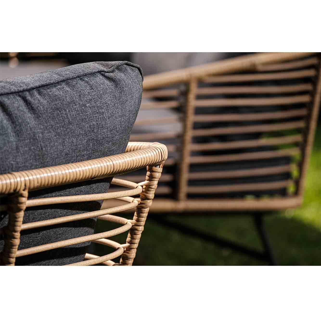 Flow stoel-bank loungeset 5 personen | wicker + betonlook | bamboo antraciet | 3-delig