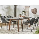 Seville dining tuinstoel stapelbaar | touw + staal | zwart