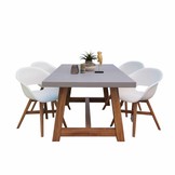Veltis/Karlstad wit dining tuinset | 4 personen | betonlook + kunststof | 200cm