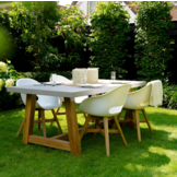 Veltis/Karlstad wit dining tuinset | 4 personen | betonlook + kunststof | 200cm