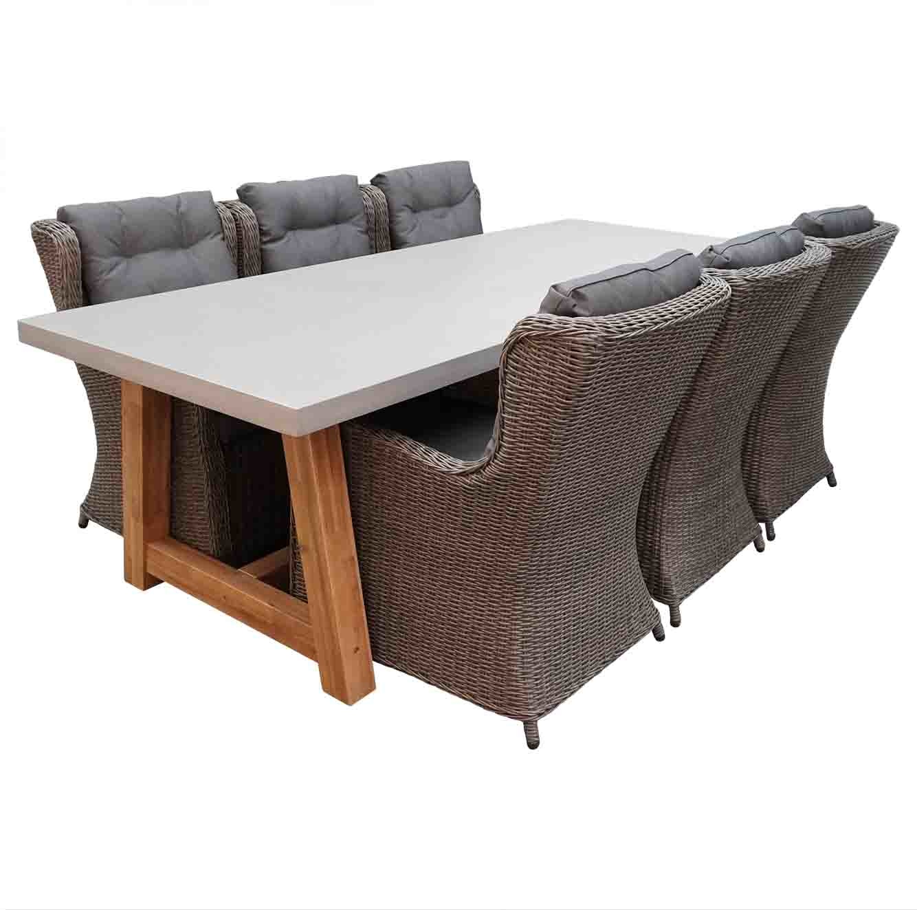 Veltis/Pisa betonlook dining tuinset 7-delig 250x100cm