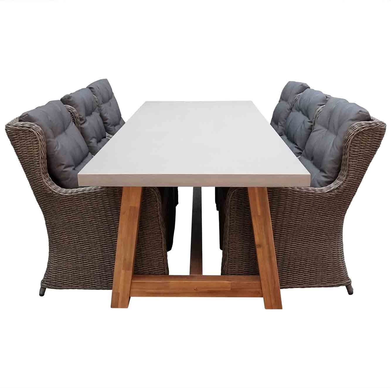 Veltis/Pisa betonlook dining tuinset 7-delig 250x100cm