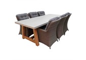 Veltis/Madrid Ash Grey dining tuinset | 6 personen | betonlook + wicker | 250cm