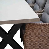 Lyon/Madrid Ash Grey dining tuinset | 6 personen | betonlook + wicker | 250cm