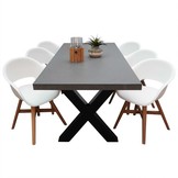 Lyon/Karlstad wit dining tuinset | 6 personen | betonlook + kunststof | 250cm