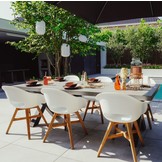 Lyon/Karlstad wit dining tuinset | 6 personen | betonlook + kunststof | 250cm