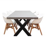 Lyon/Karlstad wit dining tuinset | 6 personen | betonlook + kunststof | 250cm