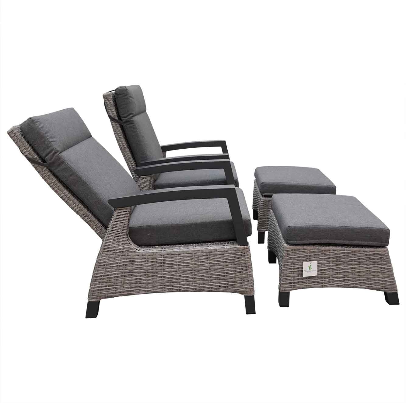 Prato Brick lounge balkonset 4-delig | aluminium + wicker | verstelbaar | grijs