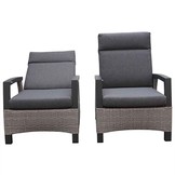 Prato Brick relax tuinset 2-delig | aluminium + wicker | verstelbaar | grijs