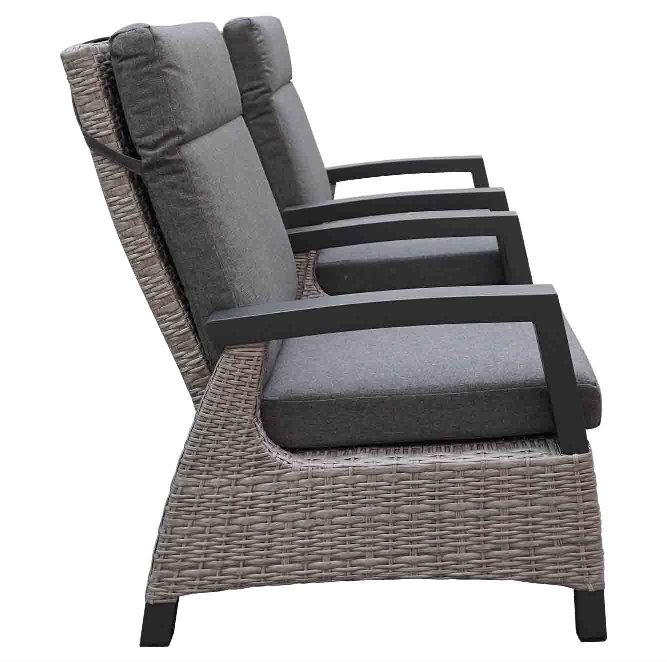 Prato Brick balkonset 2-delig | aluminium + wicker | verstelbaar | grijs