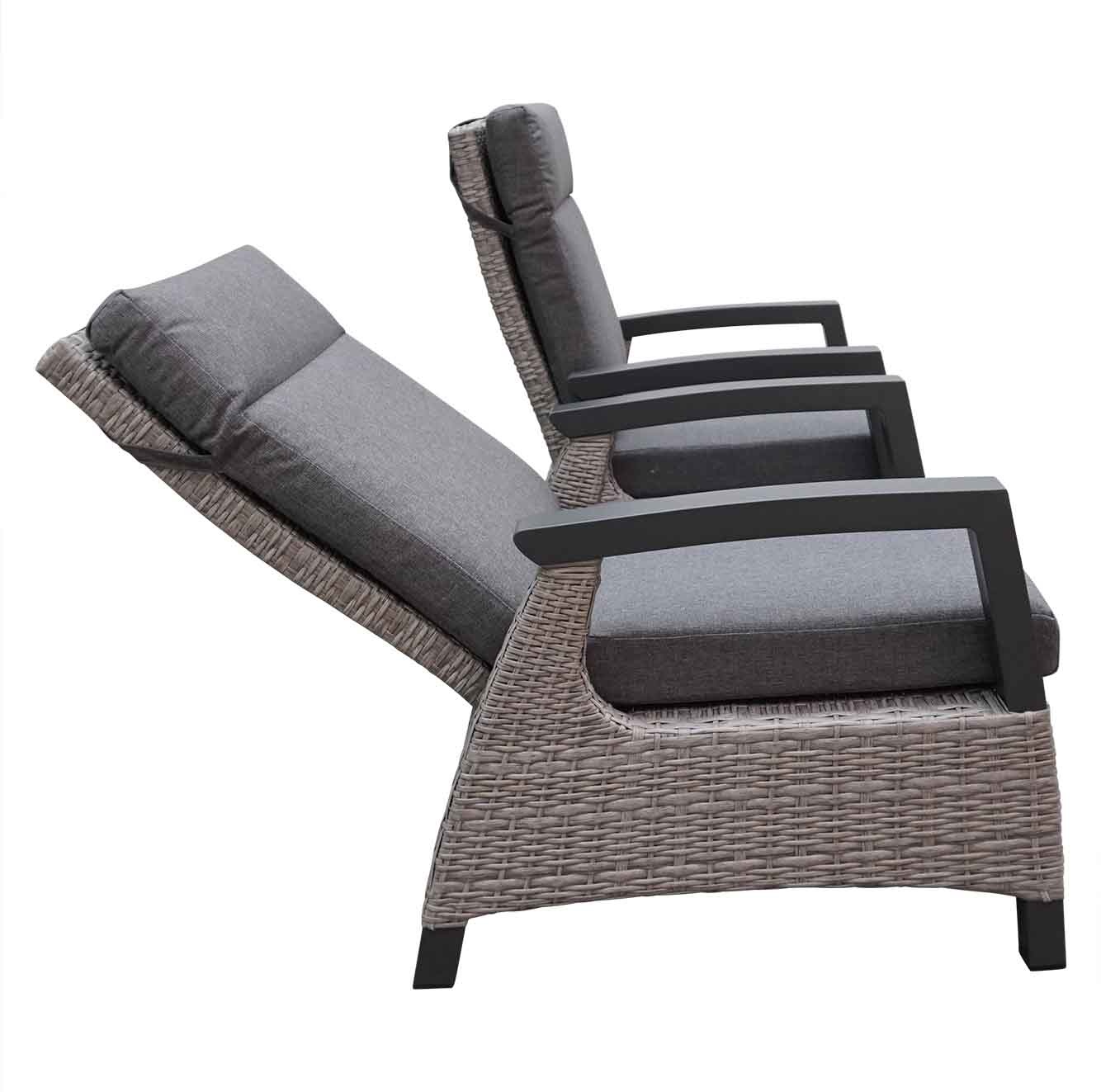 Prato Brick balkonset 2-delig | aluminium + wicker | verstelbaar | grijs