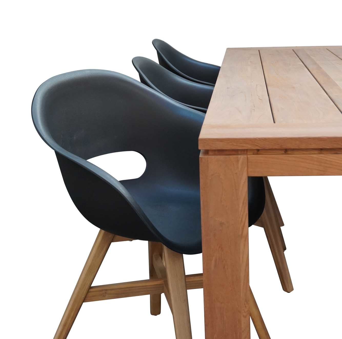 Kensington/Karlstad zwart dining tuinset 7-delig | teakhout | 240cm