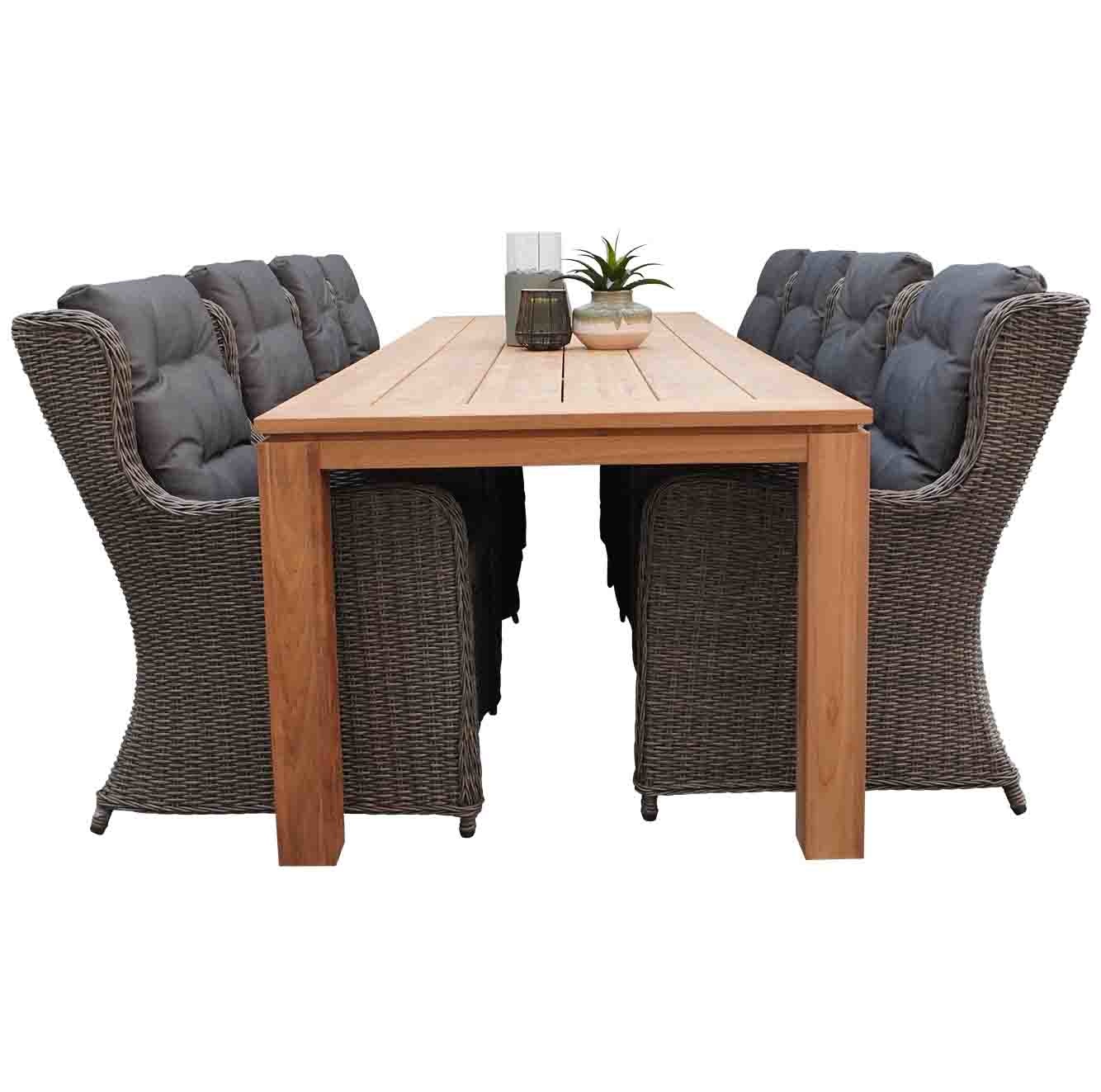Kensington/Pisa Teak dining tuinset 9-delig