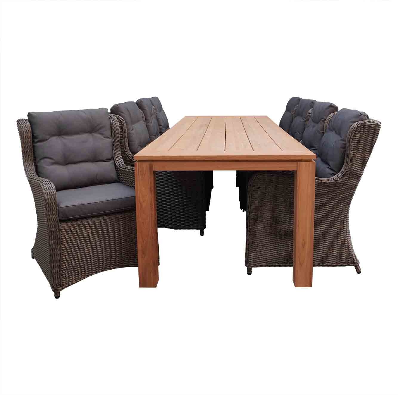 Kensington/Pisa Teak dining tuinset 9-delig