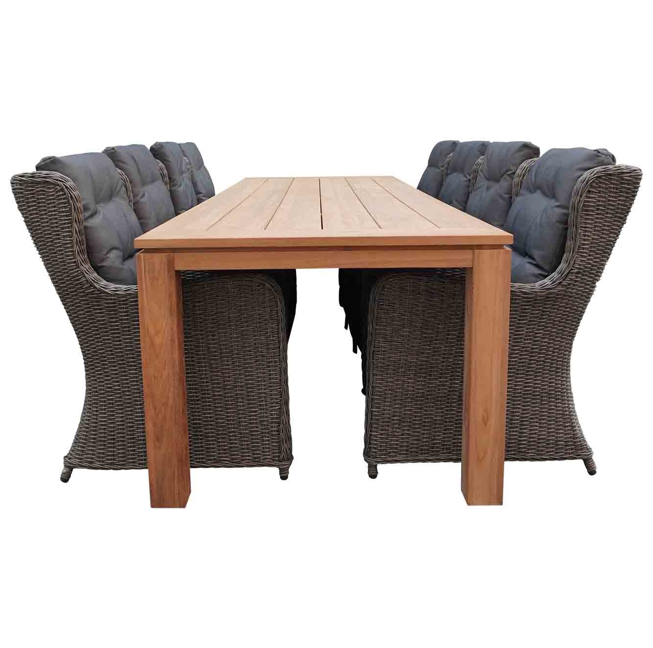 Kensington/Pisa Teak dining tuinset 9-delig