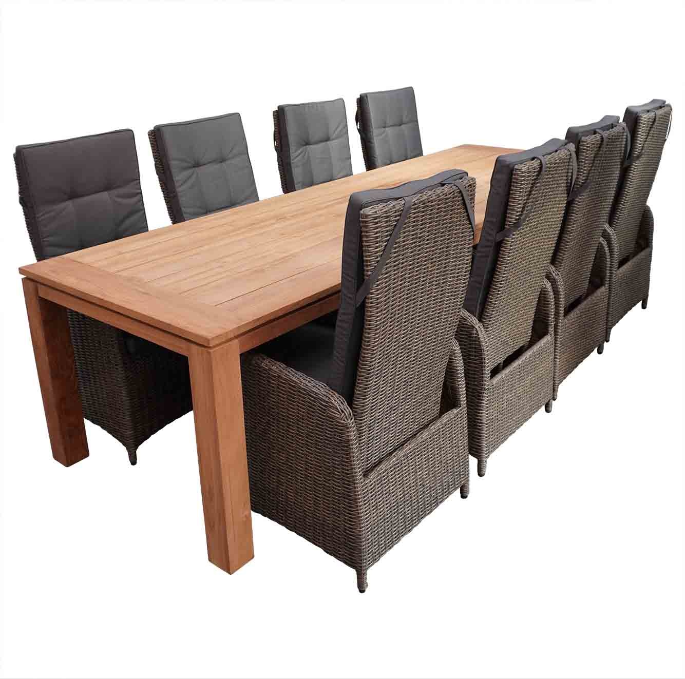 Kensington/Nantes verstelbaar Teak dining tuinset 9-delig