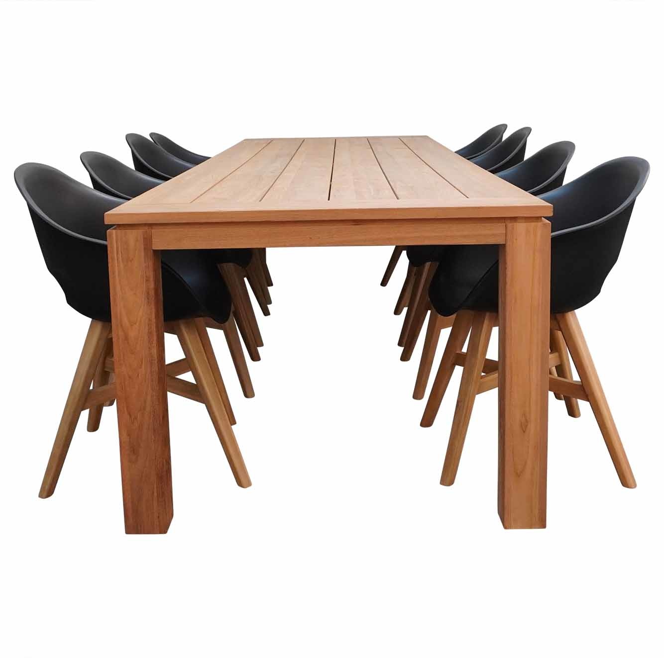 Kensington/Karlstad zwart Teak dining tuinset 9-delig