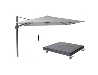 Challenger T² zweefparasol | 300x300cm met Modena parasolvoet 90kg | wit