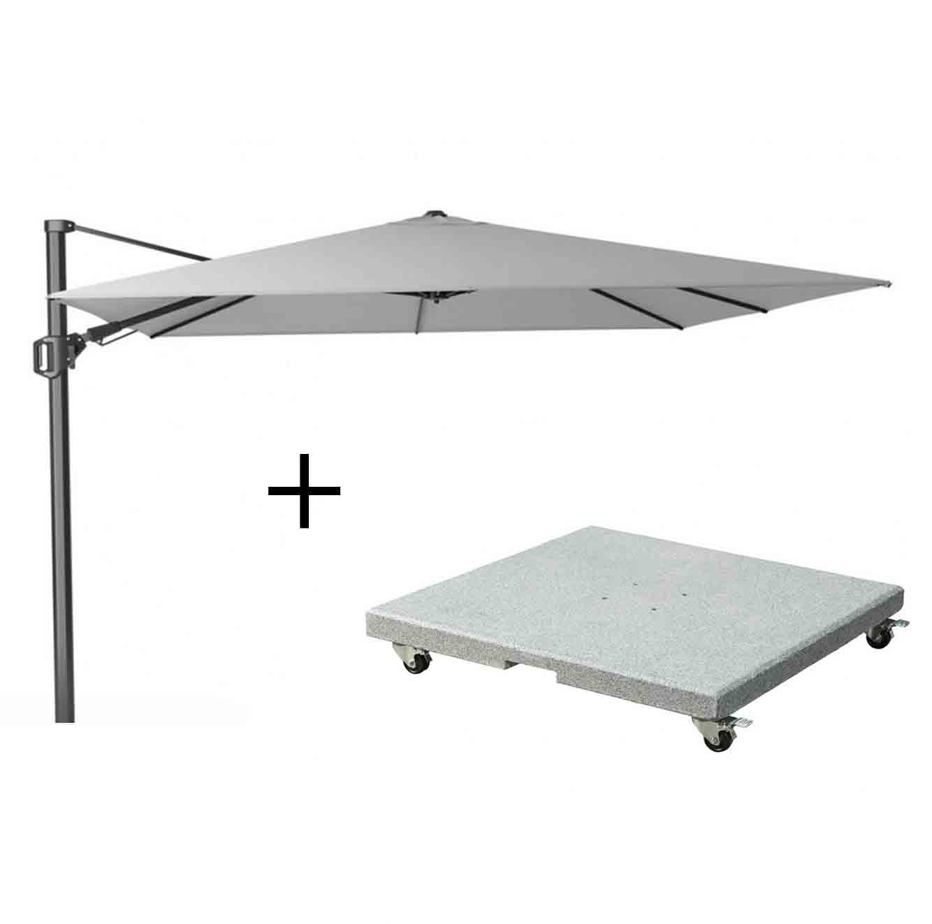 Challenger T² zweefparasol | 300x300cm met Salerno parasolvoet 90kg | wit