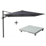 Challenger T² zweefparasol | 300x300cm met Salerno parasolvoet 90kg | zwart