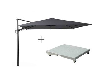 Challenger T² zweefparasol | 300x300cm met Salerno parasolvoet 90kg | zwart