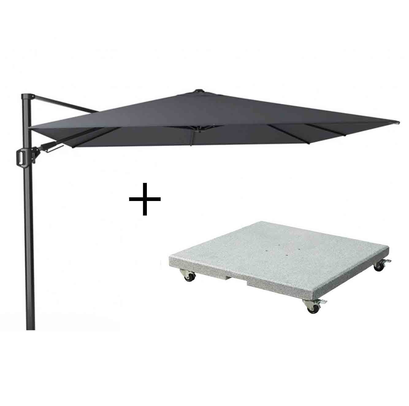 Challenger T² zweefparasol | 300x300cm met Salerno parasolvoet 90kg | zwart afbeelding