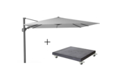Challenger T² zweefparasol | 300x300cm met Modena parasolvoet 90kg | Light Grey