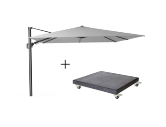 Challenger T² zweefparasol | 300x300cm met Modena parasolvoet 90kg | Light Grey