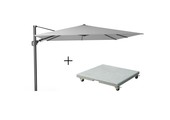 Challenger T² zweefparasol | 300x300cm met Salerno parasolvoet 90kg | Light Grey