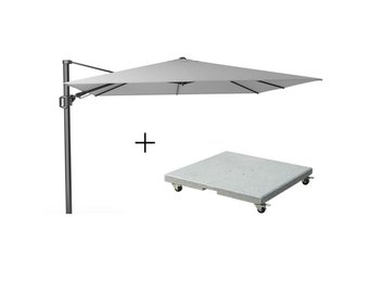 Challenger T² zweefparasol | 300x300cm met Salerno parasolvoet 90kg | Light Grey