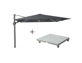 Challenger T² Glow zweefparasol | 300x300cm met Salerno parasolvoet 90kg | antraciet