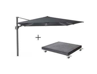 Challenger T² Glow zweefparasol | 300x300cm met Modena parasolvoet 90kg | antraciet