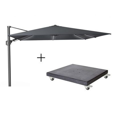 Challenger T² Glow zweefparasol | 300x300cm met Modena parasolvoet 90kg | antraciet