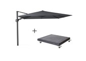 Challenger T² zweefparasol | 300x300cm met Modena parasolvoet 90kg | antraciet