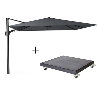 Challenger T² zweefparasol | 300x300cm met Modena parasolvoet 90kg | antraciet