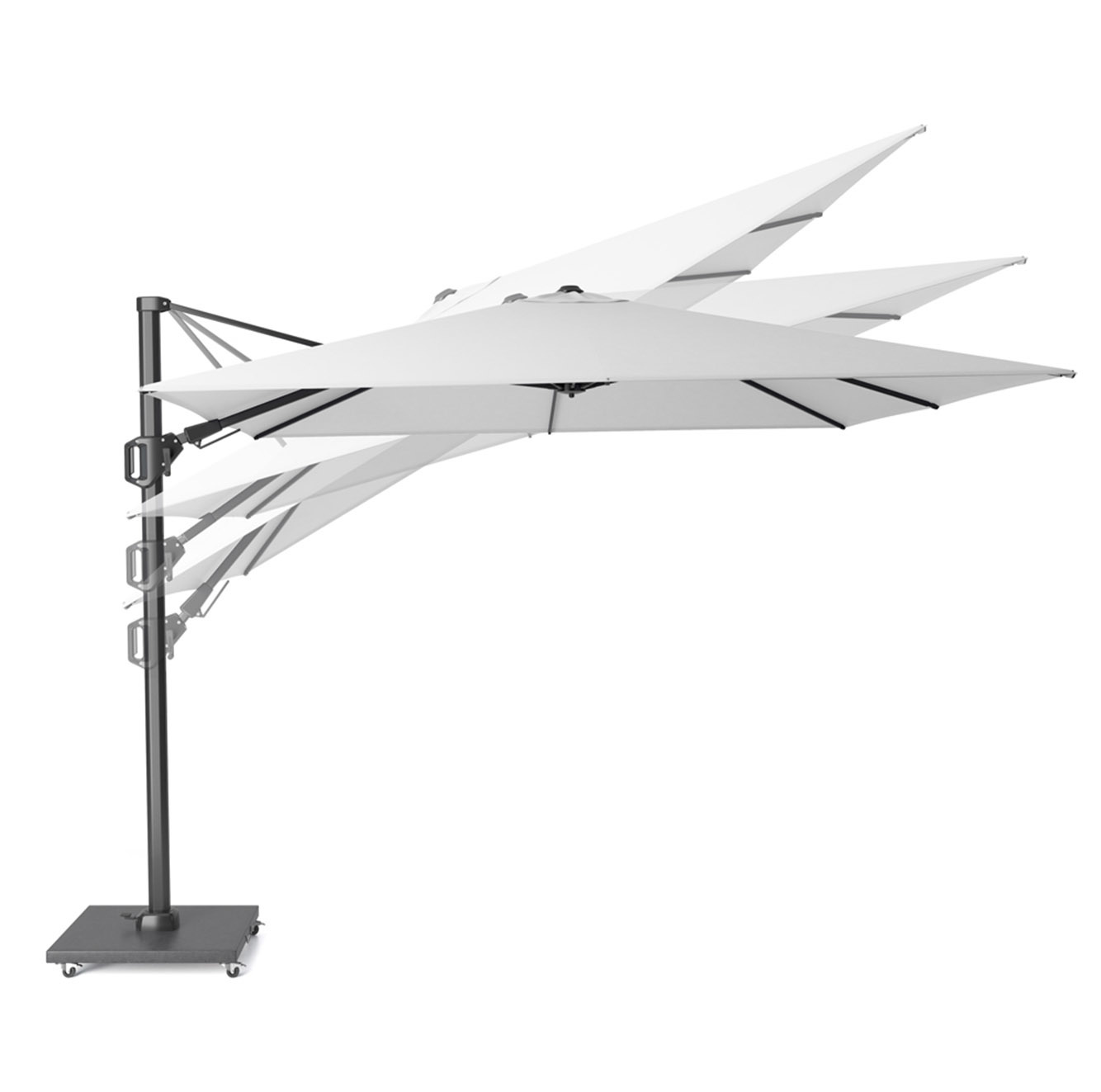 Challenger T² zweefparasol 300x300cm antraciet + Modena 90kg voet