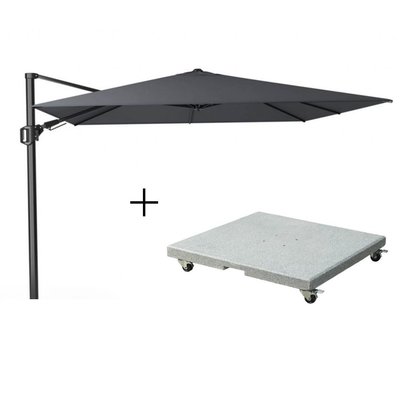 Challenger T² zweefparasol | 300x300cm met Salerno parasolvoet 90kg | antraciet