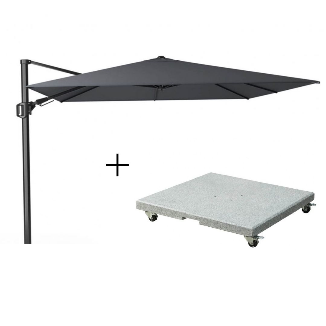 Challenger T² zweefparasol | 300x300cm met Salerno parasolvoet 90kg | antraciet